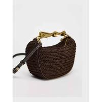Asa de metal Mini bandolera con cremallera Bolso trenzado Correa de hombro ajustable trenzada de playa Mochila de lujo de alta gama - details 1