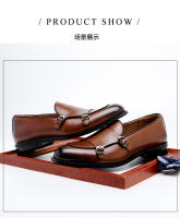 Mocasines de cuero estilo británico de un pedal, informales, con doble hebilla, para negocios. - details 8