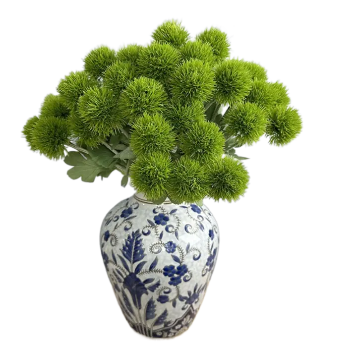 Bola Artificial de crisantemo de 6 cabezas, ramo de bolas de pelo artificiales de tacto Real de plástico, flores falsas realistas, decoración del banquete de boda - 1