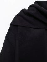 TRAFZA-Chaquetas de Invierno para mujer, abrigos sueltos de manga larga con cuello de bufanda negra, botones de decoración de bolsillo, moda de calle alta - details 4