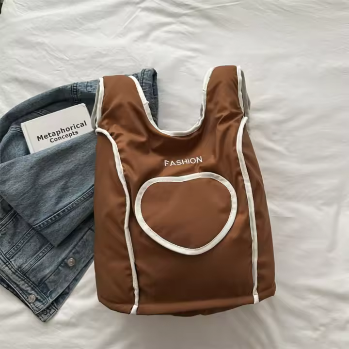 Mochila Kawaii Bordado de letras Love Vest, bolso escolar de nailon de Color sólido para estudiantes, bolso de estilo coreano, bolso de hombro para exteriores - 1