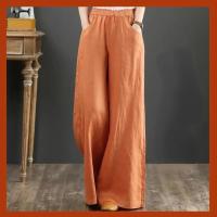 Pantalones de Pierna Ancha de Algodón Lineno Cintura Suelta, Elástica, Estilo Callejero para Mujeres 2023 - details 9