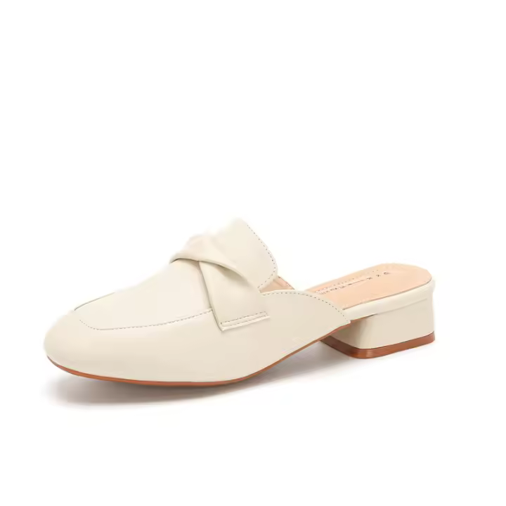 Zapatillas casuales de mujer de 3 cm, geniales zapatillas de tacón plano con zapatos individuales de cuero genuino. - 1