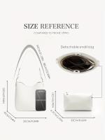 Bolso de hombro con diseño parcheado de color sólido para mujer de verano 2024, bolso de cubo de moda para uso diario, bolso de viaje de moda para primavera, bolso de mano retro y bolsos de mano Bolso mediano Bolso Hobo Bolsos de hombro de trabajo de dise - details 13