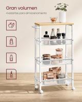 Carro de 4 Niveles, Carro Estrecho de Cocina con Ruedas, con Asa, para Espacio Reducido, 22 x 45,4 x 77 cm, para Cocina, Baño, Salón, Estudio, Marrón Rústico y Negro LRC033B01 - details 56