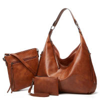 Bolso de hombro de piel sintética para mujer, conjunto de tres piezas, suave - details 1