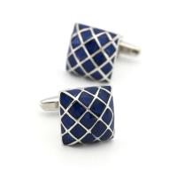 Esmalte para hombre hecho de material de latón de alta calidad, gemelos cuadrados azules, venta al por mayor y al por menor - details 5