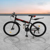 Bicicleta de Montaña plegable para adulto, rueda de 26 pulgadas, 21 velocidades, altura ajustable, negro + rojo, acero de alto carbono, fácil montaje - details 2