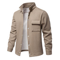 Suéter de manga larga con solapa para hombre, cárdigan con bolsillo, decoración, Color sólido, novedad de otoño e invierno, 2024 - details 2