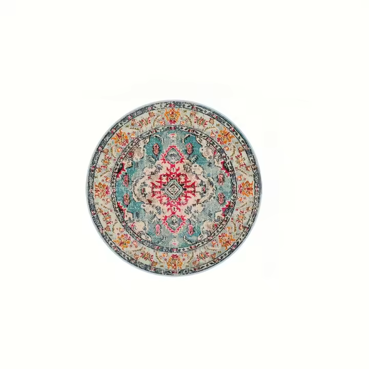Alfombras Redondas Vintage, Alfombra De Piso Antideslizante, Bohemia Floral, Decoración De Lujo, 1 ud. - 1