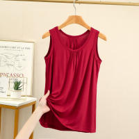 Camisetas sin mangas de talla grande con pliegues sueltos para mujer, camisetas sin mangas de Modal, ropa de casa de color sólido, chaleco de fondo XL a 6XL - details 10