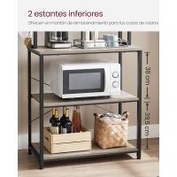 EstanterÍa de Cocina, EstanterÍa de PanaderÍa, 6 Estantes y 6 Ganchos, para Microondas, Marco de Acero, Industrial, 40 x 80 x 167 cm, MarrÓn RÚstico y Negro - details 64