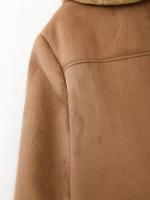 TRAFZA-abrigos gruesos de Invierno para mujer, chaquetas cálidas elegantes de manga larga con cuello vuelto de un solo pecho, Color sólido, a la moda - details 9