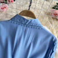 Vestido estilo corte francés para mujer 2025, nicho y gama alta, retales de encaje, botonadura única, falda larga hasta la rodilla con cintura - details 25