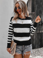 Suéter empalmado a rayas para mujer, Jersey de punto a la moda, novedad de otoño e invierno, 2023 - details 25