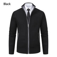 Autumn And Winter New Jersey Men's Casual Sports Coat Solid Color Stand Collar Wweater Grab Fleece Warm Zipper Cardigan - details 10