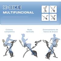 Bicicleta estática plegable regulable en altura, resistencia magnética ajustable, bicicleta de ejercicio con pantalla LCD y asiento con respaldo, sensor de pulso, 105x48x118 cm - details 13