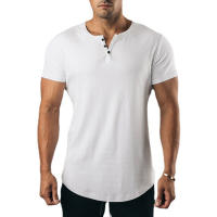 Camiseta de Fitness de Verano para Hombres Moda de Algodón Plano para Entrenar en Gimnasio - details 2
