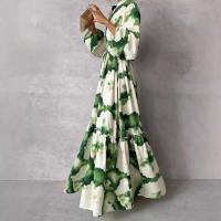 Vestido elegante con estampado plisado y cuello en V para mujer, traje largo de oficina para boda, primavera y verano, A-e, bohemio, 2024 - details 2