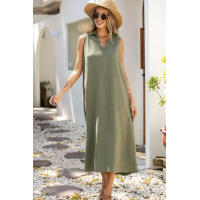 Vestido de verano nuevo de talla grande para mujer, algodón, lino, Color sólido - details 6
