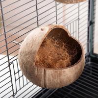 Casa para pájaros de cáscara de coco única y duradera, nido de pájaro colgante Natural hecho a mano, jaula para casa de pájaros artesanal, hábitats para loros - details 2