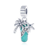 Colgante Charm Bead Plata de Ley 925 Coco Árbol Estrella de Mar Zapatillas Colgantes Pulsera Original para Fabricación de Joyas Regalo del Día de San Valentín - details 0