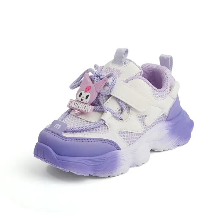 Zapatos deportivos de las niñas 2025 primavera y otoño zapatos de papá de los niños de malla transpirable pequeña niña zapatos de dibujos animados zapatos para correr de los niños medianos y mayores - 1