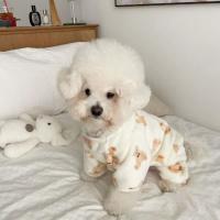 Mono de felpa con estampado de oso para mascotas, pijama de franela suave con estampado de oso para perros, cómodo y cálido, Pijama de terciopelo para gatos - details 1