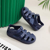 Sandalias con velcro para niños verano 2025 nuevo color sólido niños y niñas bolsa cabeza hueco suela suave bebé jalea sandalias - details 21