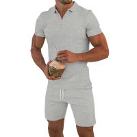 Verano de los hombres nuevo conjunto de pantalones cortos de manga corta Conjunto de manga corta Polo con cremallera de solapa para hombres europeos y americanos - details 17