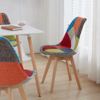 EGOONM-Sillas de comedor modernas con patas de madera maciza, muebles para el hogar, sillas de Bar, ocio, oficina, Patchwork, 4 piezas por juego - details 1