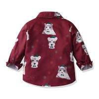 Camisa de algodón de caballero con cuello vuelto y manga larga con estampado Animal, pantalones con tirantes, traje Formal de dos piezas para niños - details 4