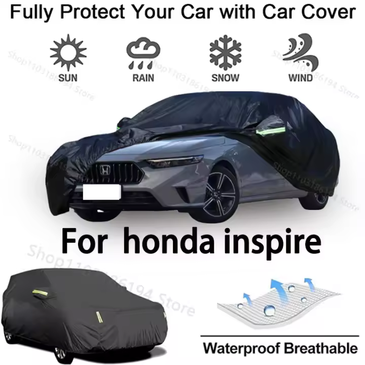 Funda completa para coche para Honda Inspire, equipo protector para exteriores, a prueba de nieve, protector solar, accesorios para automóviles impermeables y a prueba de polvo, negro - 1
