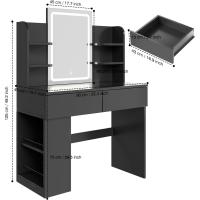 Mesa de Maquillaje LED Regulable Vanity con 2 Cajones y 4 Estantes Estante Inferior - details 9