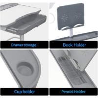 para niños, mesa ajustable con lámpara de protección visual, soporte para libros, escritorio basculante ideal - details 4