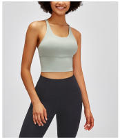 SHINBENE Sexy Strappy Wireless Sports Bra Crop Tops Women Padded Push Up Longline Gym Yoga Bras Cotton Feel Workout Brassiere - details 20