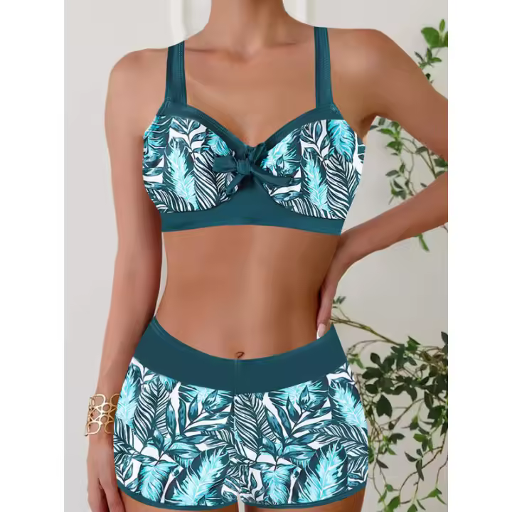 Nuevo traje de baño de dos piezas, bikini estampado de talla grande, traje de baño para mujer - 1