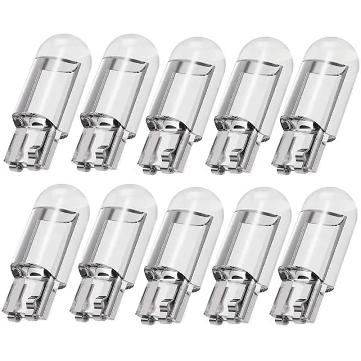 Lámpara LED de lectura para coche T10 W5W COB, marcador de luz de cuña, bombillas de matrícula 168 194 192 cc 12V blanco, 10 piezas - 1