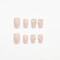 Francés rosa con borde blanco, uñas postizas DIY dulces y encantadoras reutilizables para decoración de uñas - details 1