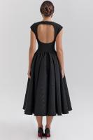 Vestido de noche elegante para mujer con escote en la espalda - Vestido largo sin mangas con pliegues para fiesta, graduación, vacaciones - details 19
