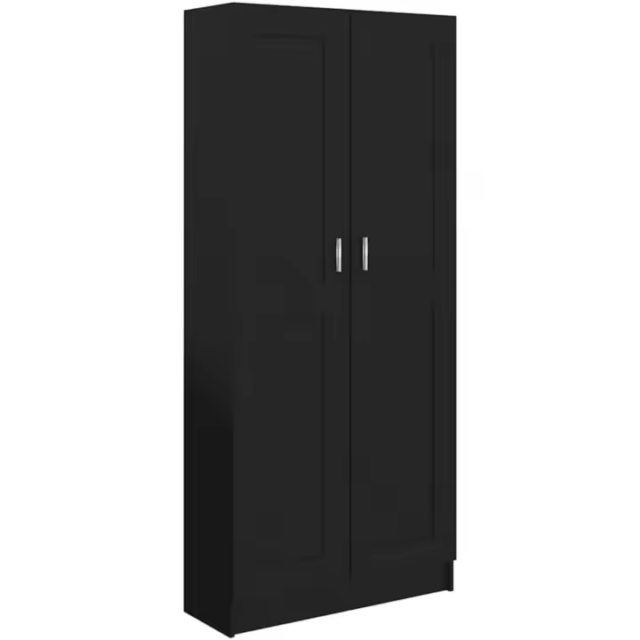 Armario de Libros Estante Estantería Soporte Almacenamiento Muebles Decoración Gabinete Oficina Estudio Contrachapada Negro 82,5x30,5x185,5 cm - 1