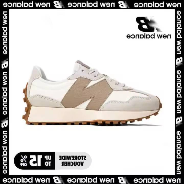 LETEN 【 tienda insignia】 NB 327 Pegatinas de pared deportivas informales blancas y marrones para hombres y mujeres - 1
