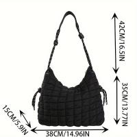 Bolso de Hombro Acolchado de Moda Otoño-Invierno 2023 Gran Capacidad, Cierre con Cremallera, Alternativa de Down, Disponible en Rosa Brillante, Khaki, Blanco, Morado, Negro, Bolso Novedoso - details 2