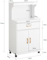 ,Aparador Auxiliar de madera de ingenieria bajo de Cocina con 2 Puertas y 1 cajón, para microondas,L62 cm x P40 cm x H119 cm,ES - details 4