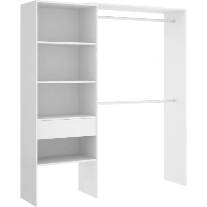 Traje Armario Vestidor Abierto, Madera de ingeniería, Blanco, - 1