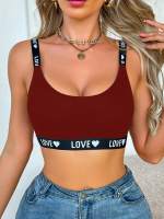 EasyFave Sujetador de punto con forma de corazón y letras para mujer - details 15