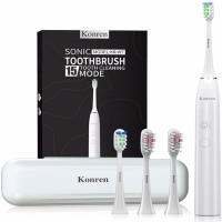Konren cepillo de dientes eléctrico KR-W7 sónico, temporizador de 4 cabezales, 5 modos y 3 niveles de vibración, viene con bolsa de viaje, blanco - details 0
