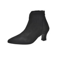 Nuevas botas de mujer con tacón de gato, boca en V, ajustadas, color marrón y piel desnuda. - details 2
