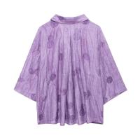BUNO-Conjunto de camisa y pantalones de Jacquard para mujer, traje informal de media manga con solapa y botones, pantalones de pierna ancha, ropa de calle de verano - details 12