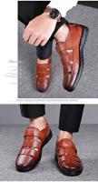 Sandalias de cuero informales formales con suela suave antideslizantes de verano para hombre, zapatos para papá de mediana edad, color negro - details 13